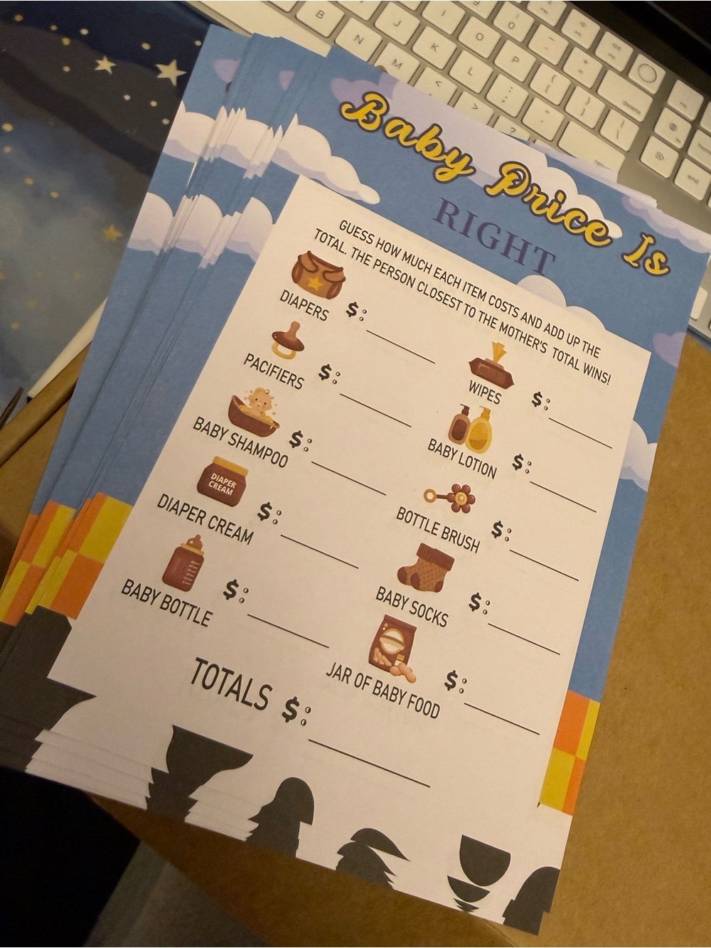 25 Sheet Baby Shower Price is Right